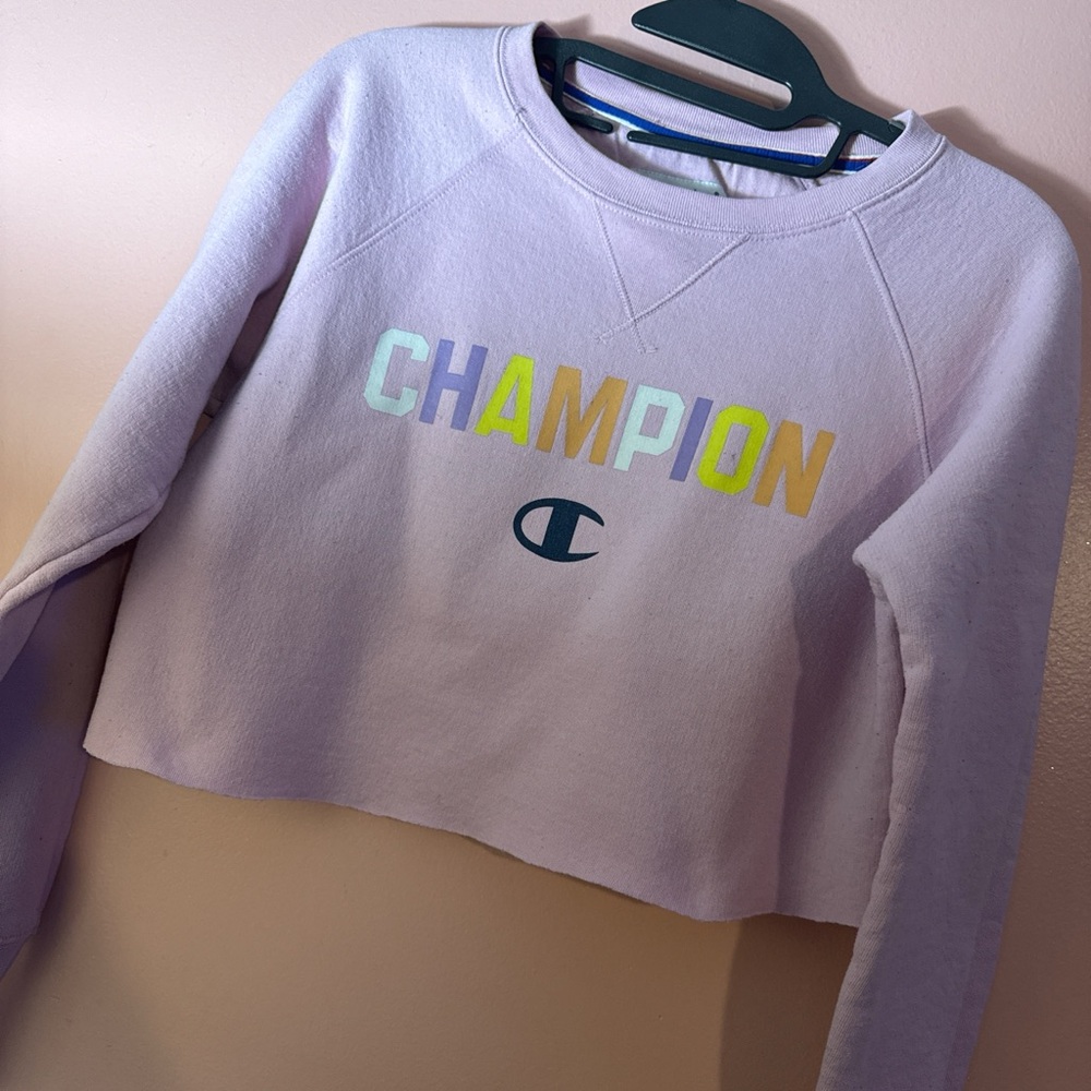 Pink Champion Cropped Sweatshirt
